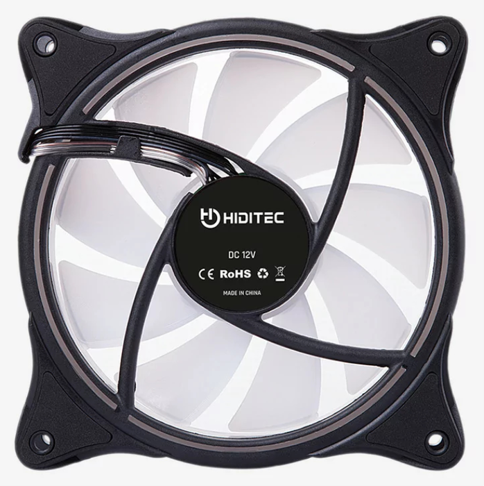 Hiditec Ventilador de caja N18 ARGB 12 cm - Ventilador para PC con iluminación RGB direccionable y control PWM