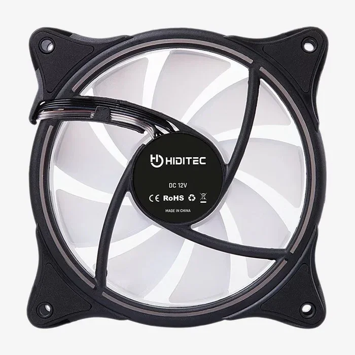 Hiditec N18 Ventilador para Carcasa ARGB 12 cm - Soporte Hidráulico, 19.5 dB, Flujo de Aire 37.8 CFM, Negro