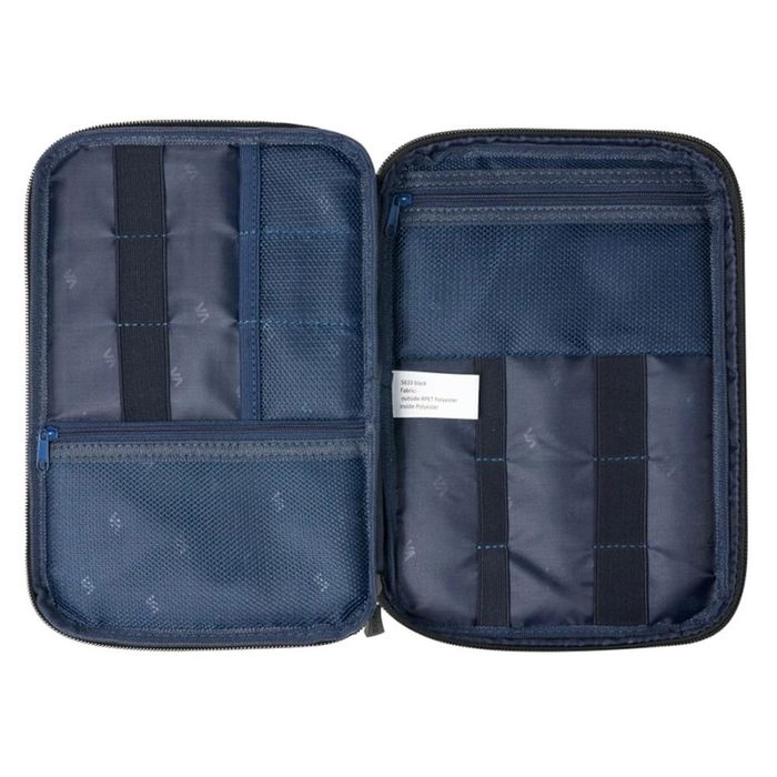 Rivacase 5633 Negro - Organizador de Viaje para Cables y Accesorios, Fabricado con Poliéster RPET Ecológico Reciclado, 180x258x20 mm