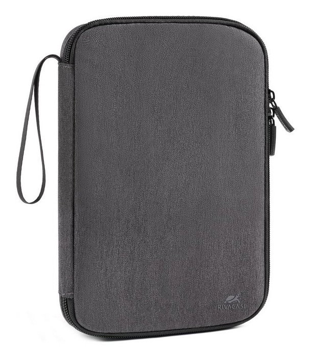 Rivacase Suzuka 5633 Organizador de Viaje Personal, Poliéster rPET Ecológico, Gris, con Cremallera, 9 Lazos Elásticos, Bolsillos de Malla y Correa para Muñeca