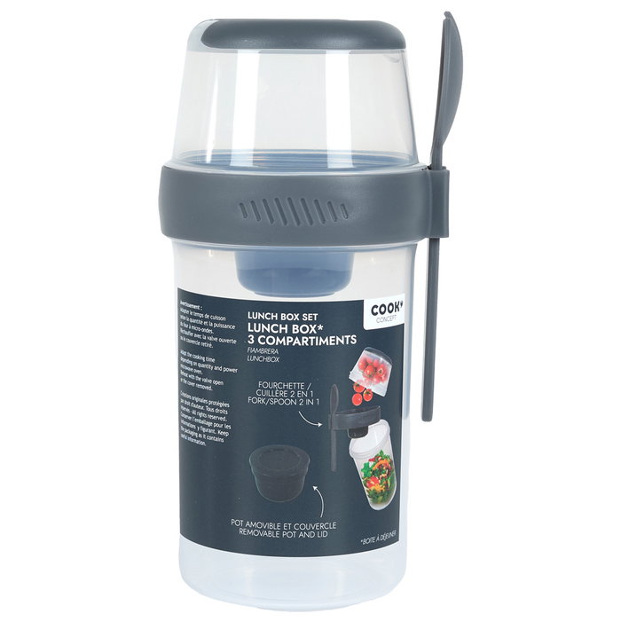 Cook Concept Take Away Fiambrera 3 Compartimentos Ensaladas con Tenedor