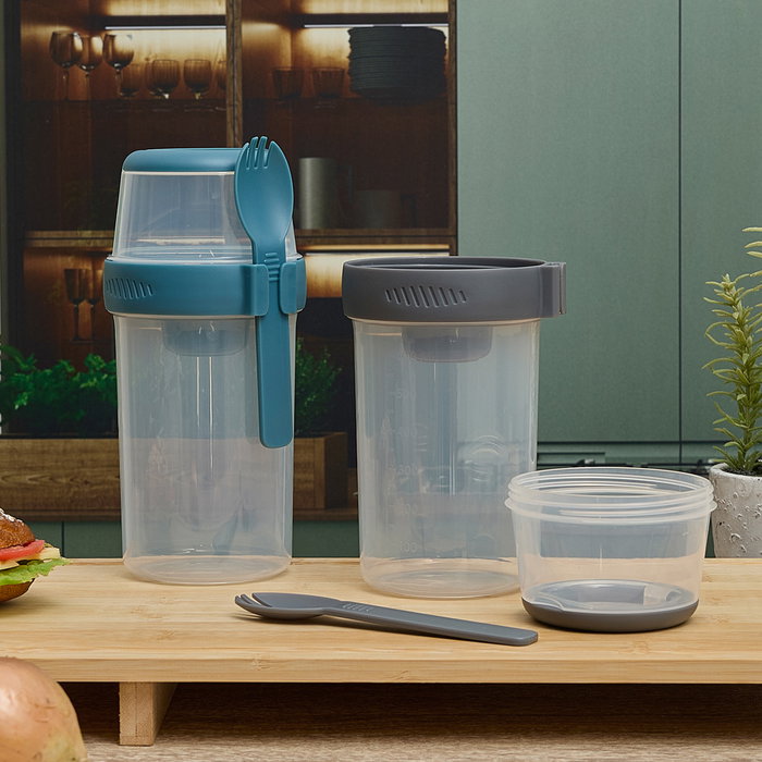 Cook Concept Take Away Fiambrera 3 Compartimentos Ensaladas con Tenedor