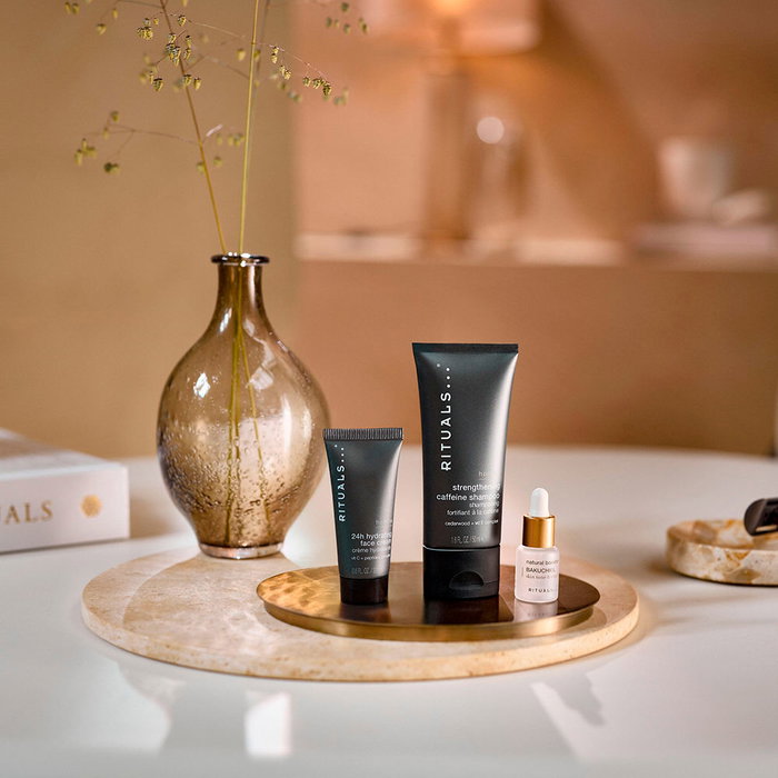 Rituals HOMME TRIAL SET de Regalo - Set Baño e Higiene con Crema Facial, Sérum y Champú - 3 Piezas para Hombre