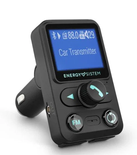 Energy Sistem Car FM Xtra Transmisor FM Bluetooth/USB para Coche con Pantalla LCD 1.4", Radio FM 87.5-108 MHz, Lector MicroSD/SD, Entrada AUX y Manos Libres - Negro
