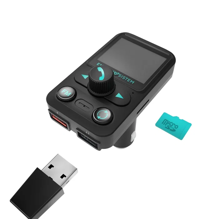 Energy Sistem Car FM Xtra Transmisor FM Bluetooth/USB para Coche con Pantalla LCD 1.4", Radio FM 87.5-108 MHz, Lector MicroSD/SD, Entrada AUX y Manos Libres - Negro