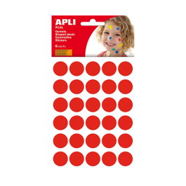 Apli Gomets redondos ø20 mm rojo, 180 uds, blister