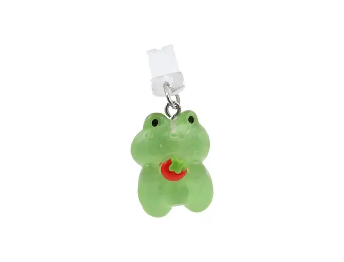 Wondee Mobile Charm Funny Frog Fresa Relámpago - Protector Decorativo para Puertos Type-C/Lightning, 25x10x20 mm