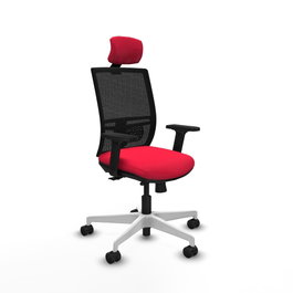 PIQUERAS Y CRESPO Silla de oficina Yunquera con mecanismo Sincro/Traslack, Tela Roja y Malla Negra