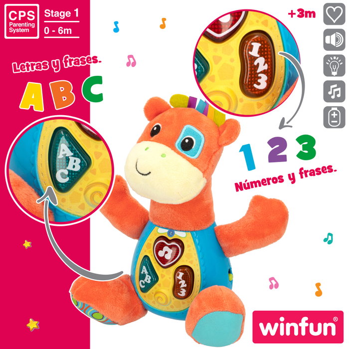 Winfun Peluche jirafa que habla con luces en español