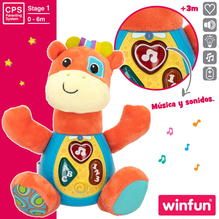 Winfun Peluche jirafa que habla con luces en español