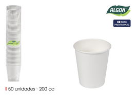 Inde Set 50 Vasos de Cartón Blancos 200cc (18 Unidades)