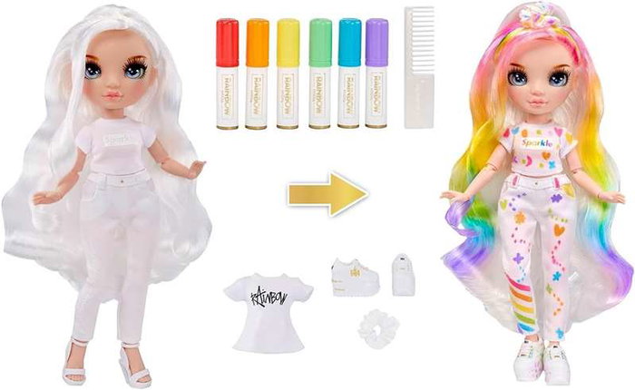 MGA Muñeca Rainbow High Color & Create Ojos Azules con Accesorios, 30,48x25,40x8,13 cm