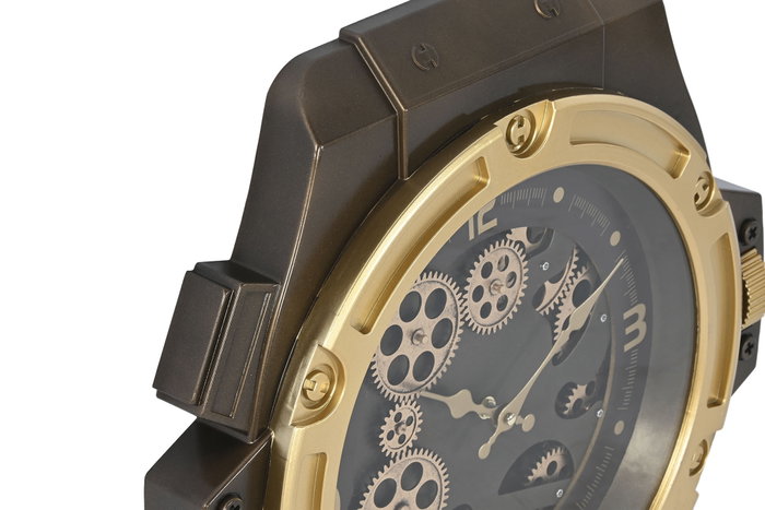 DKD Home Decor Reloj de Pared de Hierro Dorado y Marrón Claro