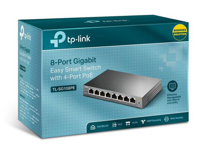 TP-Link TL-SG108PE Switch Gigabit Easy Smart de 8 puertos con 4 puertos PoE+