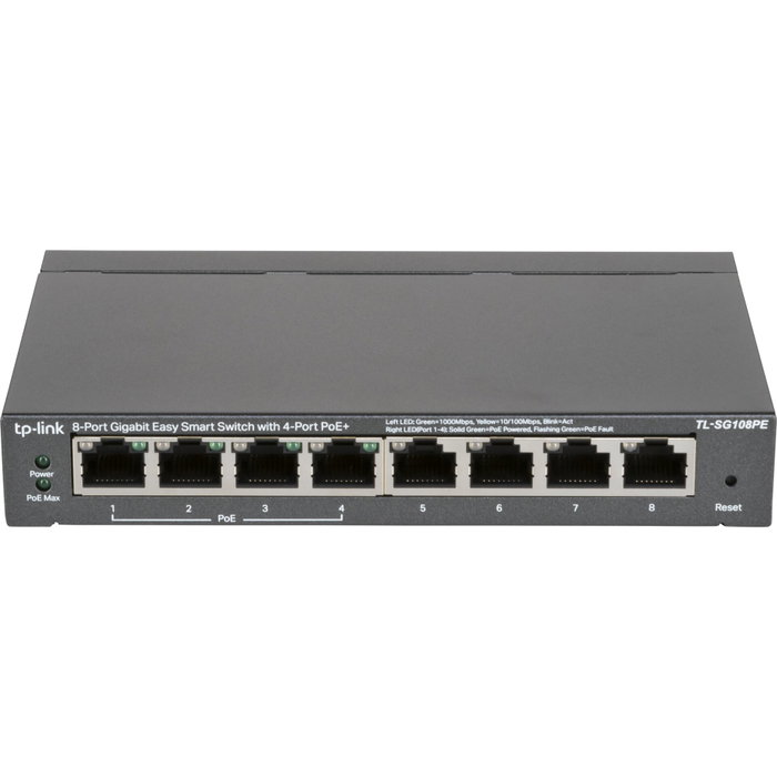 TP-Link TL-SG108PE Switch Gigabit Easy Smart de 8 puertos con 4 puertos PoE+