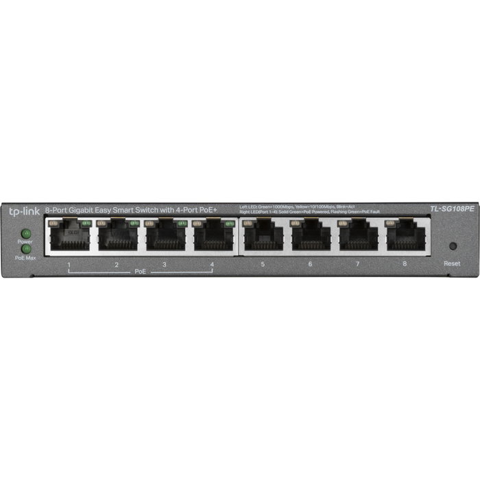 TP-Link TL-SG108PE Switch Gigabit Easy Smart de 8 puertos con 4 puertos PoE+