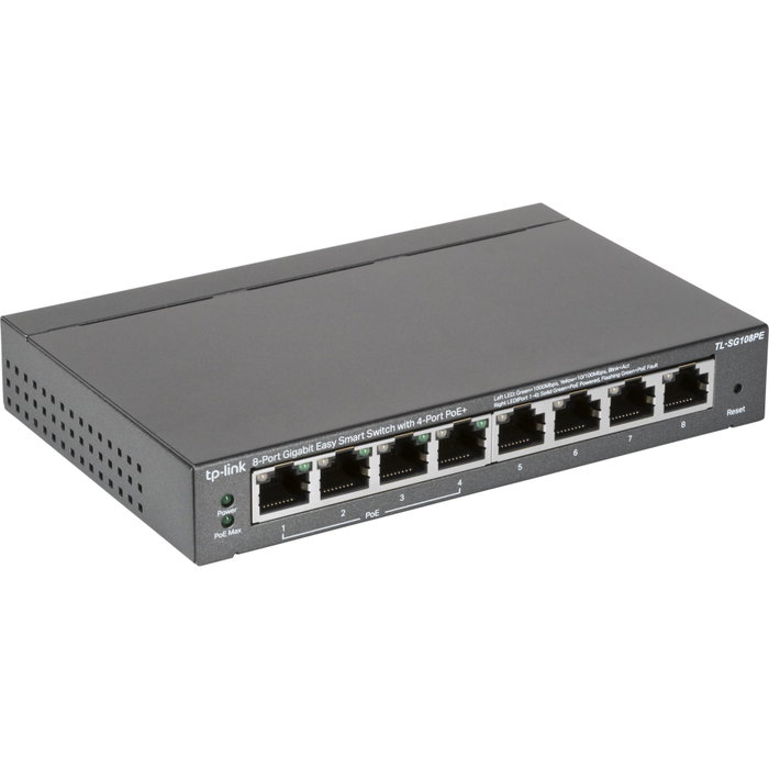 TP-Link TL-SG108PE Switch Gigabit Easy Smart de 8 puertos con 4 puertos PoE+