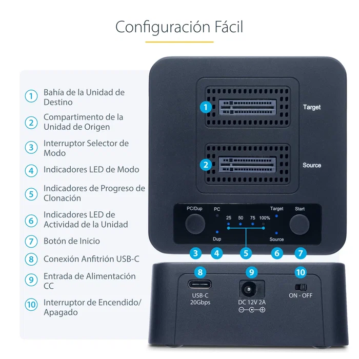 Disco Duro Startech M2-HDD-DUPLICATOR-N1