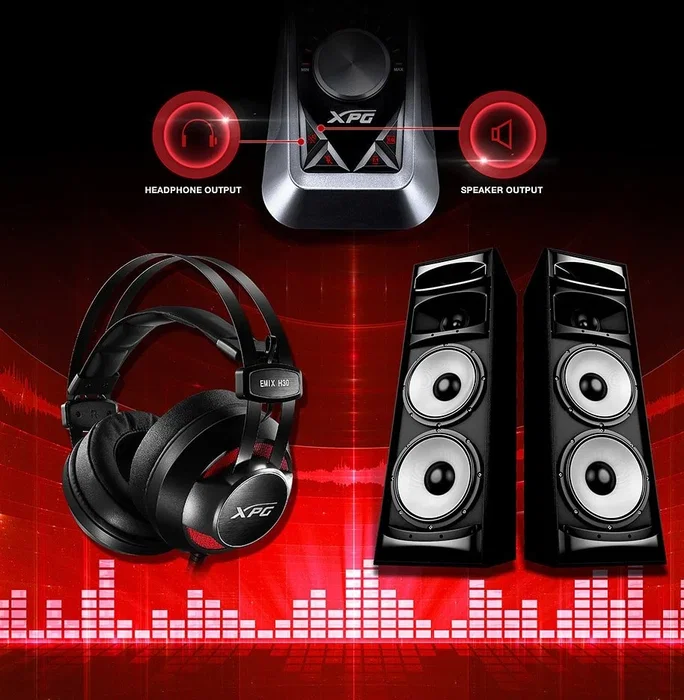 Adata XPG EMIX H30 SE Auriculares Gaming con Micrófono y Amplificador, Negro y Rojo