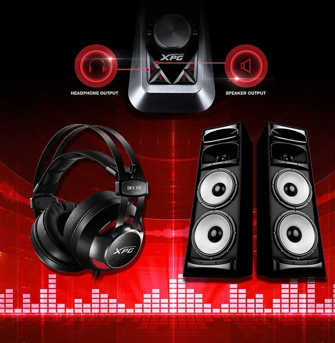 Adata XPG EMIX H30 SE Auriculares Gaming con Micrófono y Amplificador, Negro y Rojo
