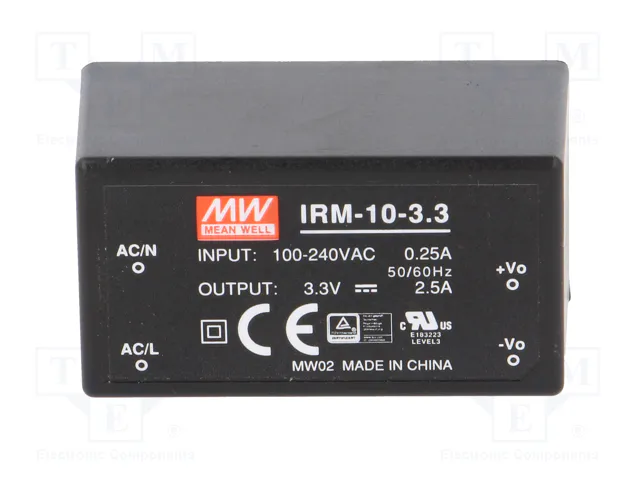 MEAN WELL IRM-10-3.3 Convertidor AC/DC 8,25W 3,3V DC MEAN WELL IRM-10-3.3 Convertidor AC/DC 8,25W 3,3V DC