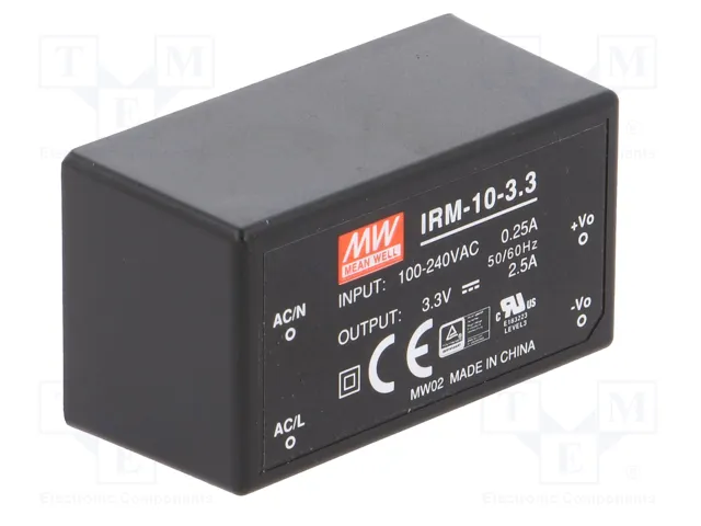 MEAN WELL IRM-10-3.3 Convertidor AC/DC 8,25W 3,3V DC MEAN WELL IRM-10-3.3 Convertidor AC/DC 8,25W 3,3V DC