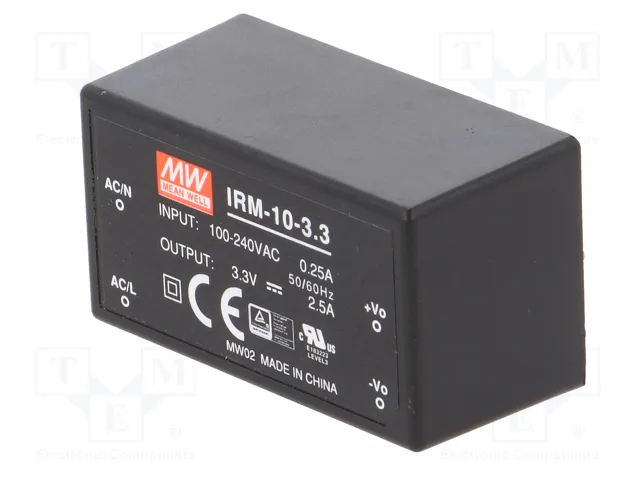 MEAN WELL IRM-10-3.3 Convertidor AC/DC 8,25W 3,3V DC MEAN WELL IRM-10-3.3 Convertidor AC/DC 8,25W 3,3V DC