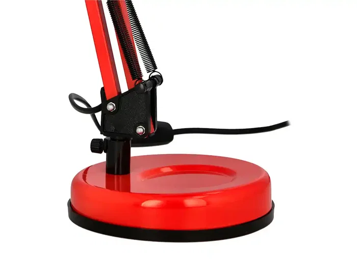 Q-connect Polaris Lámpara de Escritorio LED, Brazo Articulado de 3 Puntos, 40W, Color Rojo, Metálica