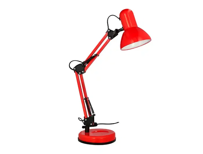 Q-connect Polaris Lámpara de Escritorio LED, Brazo Articulado de 3 Puntos, 40W, Color Rojo, Metálica