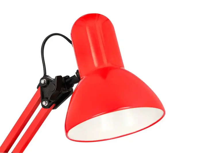 Q-connect Polaris Lámpara de Escritorio LED, Brazo Articulado de 3 Puntos, 40W, Color Rojo, Metálica