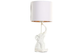 DKD Home Decor Lámpara de Sobremesa Elefante Blanco y Dorado