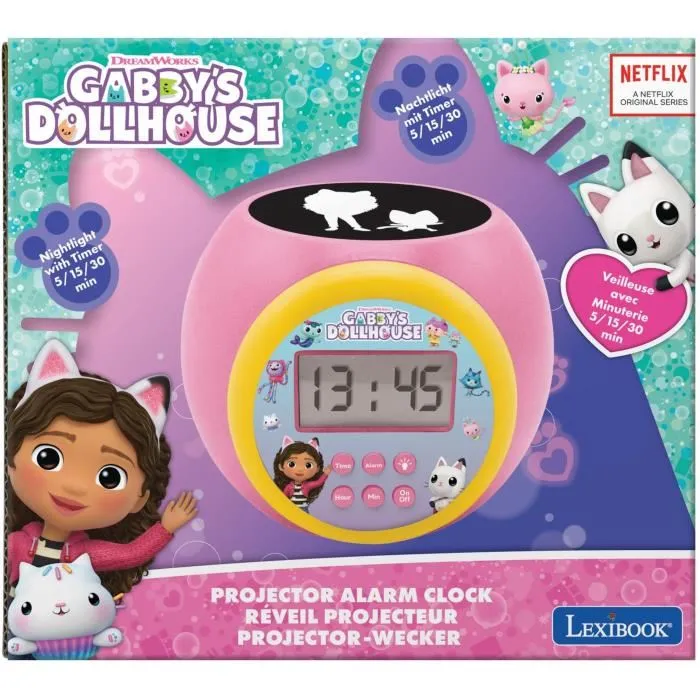 Lexibook LEX3380743105338 Gabby y la Casa Mágica Despertador Proyector