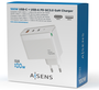 Aisens Cargador GaN 100W con 2xUSB-C y 1xUSB-A, Blanco
