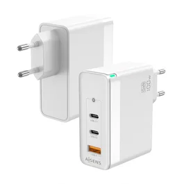 Aisens Cargador GaN 100W con 2xUSB-C y 1xUSB-A, Blanco