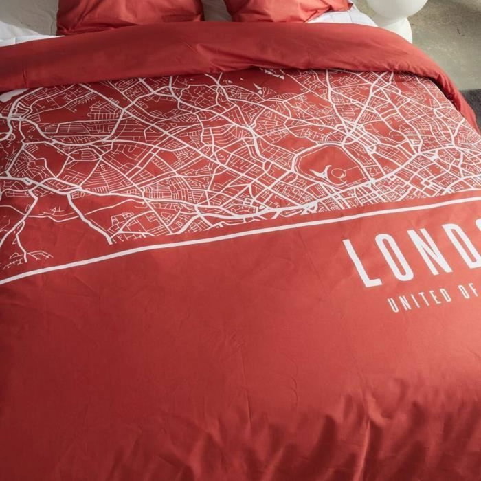 Today Juego de cama JAVA 2 personas 240x220 cm Rojo Estampado Londres Today Juego de cama JAVA 2 personas 240x220 cm Rojo Estampado Londres