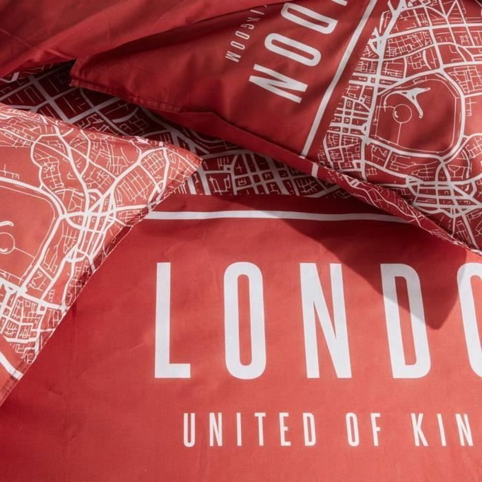 Today Juego de cama JAVA 2 personas 240x220 cm Rojo Estampado Londres Today Juego de cama JAVA 2 personas 240x220 cm Rojo Estampado Londres