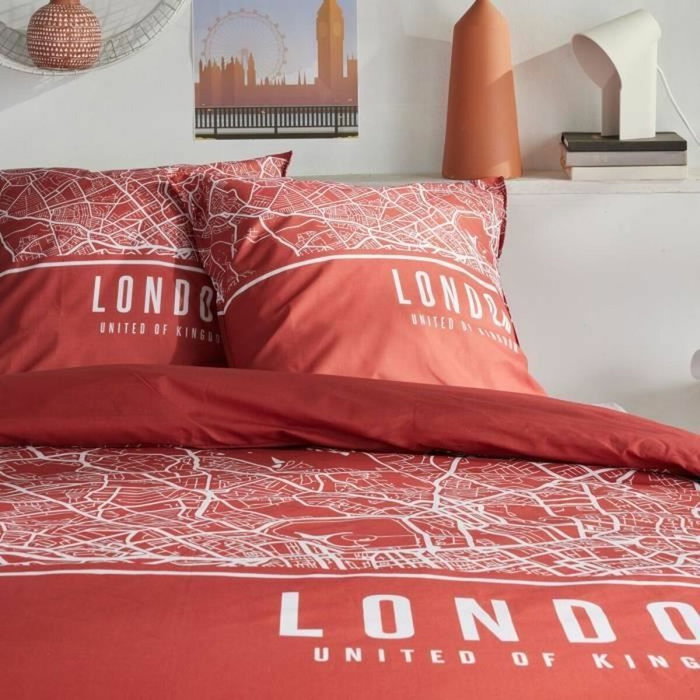 Today Juego de cama JAVA 2 personas 240x220 cm Rojo Estampado Londres Today Juego de cama JAVA 2 personas 240x220 cm Rojo Estampado Londres