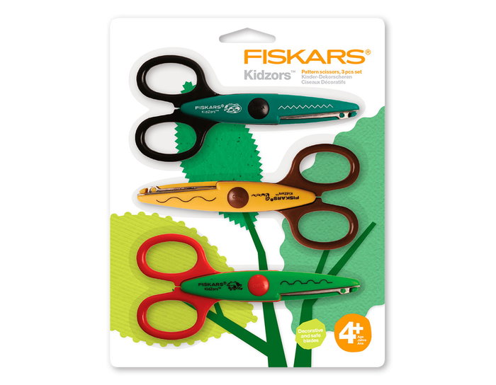 Fiskars Set de 3 tijeras Kidzors con diseños de animales rastreros