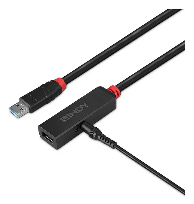 Lindy 43400 Hub USB 3.2 Gen 1 Tipo C con Cable Activo de 3 m, 2 Puertos, 5 Gbit/s, Negro, ABS