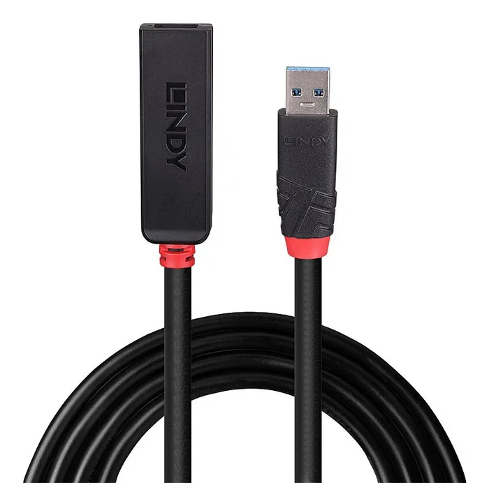Lindy 43400 Hub USB 3.2 Gen 1 Tipo C con Cable Activo de 3 m, 2 Puertos, 5 Gbit/s, Negro, ABS