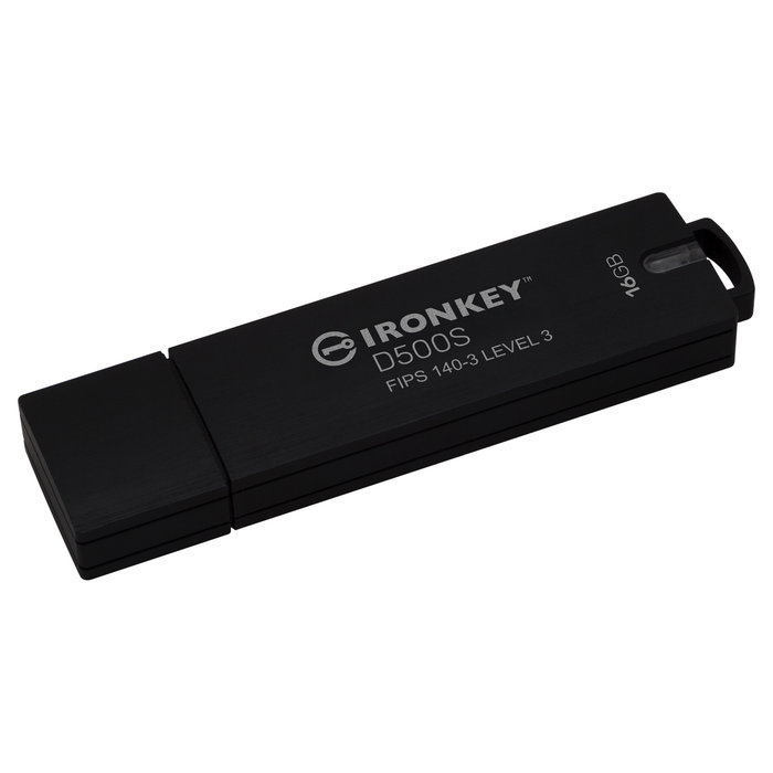 Kingston IronKey D500S 16GB USB 3.2 Gen 1 Stick Cifrado AES-256 FIPS 140-3 Tapa Negro