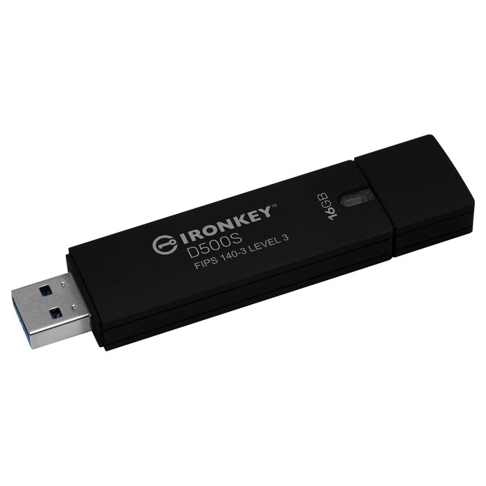 Kingston IronKey D500S 16GB USB 3.2 Gen 1 Stick Cifrado AES-256 FIPS 140-3 Tapa Negro