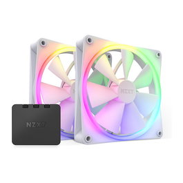 NZXT F140 RGB Twin Ventiladores RGB Blanco 140mm, 2 Unidades, 500-1800 RPM, 26mm de Espesor, con iluminación LED de colores, RF-R14DF-W1