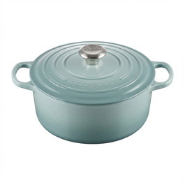 Le Creuset Signature Bräter de hierro fundido esmaltado redondo 24 cm en color Sea Salt - Sartén, cacerola para horno