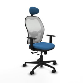 PIQUERAS Y CRESPO Silla de oficina Jorquera con mecanismo Sincro/Traslack, Azul claro y Blanco