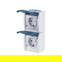 BUSCH-JAEGER BJ 20-02EW-53 Enchufe Empotrable con Tapa Abatible, 2 Tomas, Color Azul/Blanco, IP44, 250V, 16A
