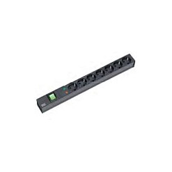 Bachmann Regleta de 48,26 cm para 19 pulgadas con 7 tomas y interruptor, negro