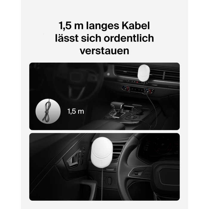 Belkin BoostCharge Pro Cargador Magnético Inalámbrico para Coche Qi2 (15W), Plata/Blanco, Incluye Fuente de 20W