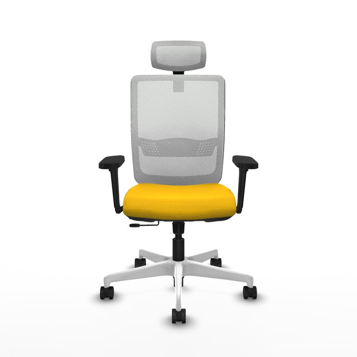PIQUERAS Y CRESPO Silla de oficina Haches con Mecanismo Sincro/Traslack, Amarillo y Blanco