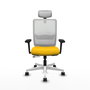 PIQUERAS Y CRESPO Silla de oficina Haches con Mecanismo Sincro/Traslack, Amarillo y Blanco